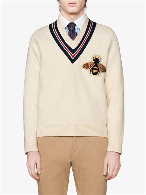 white gucci sweater replica|gucci bee embroidered sweater.